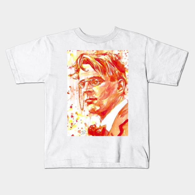 W. B. YEATS - watercolor portrait .1 Kids T-Shirt by lautir